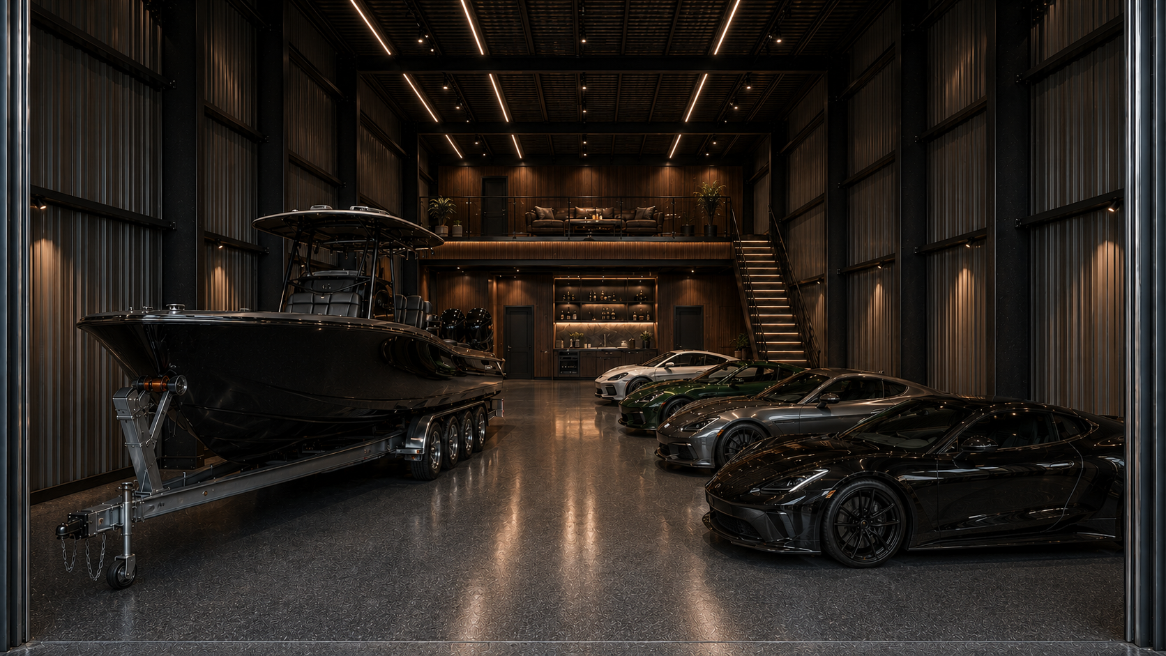 Grand Touring Gallery, a conceptual 24 × 70 private luxury motor and marine suite