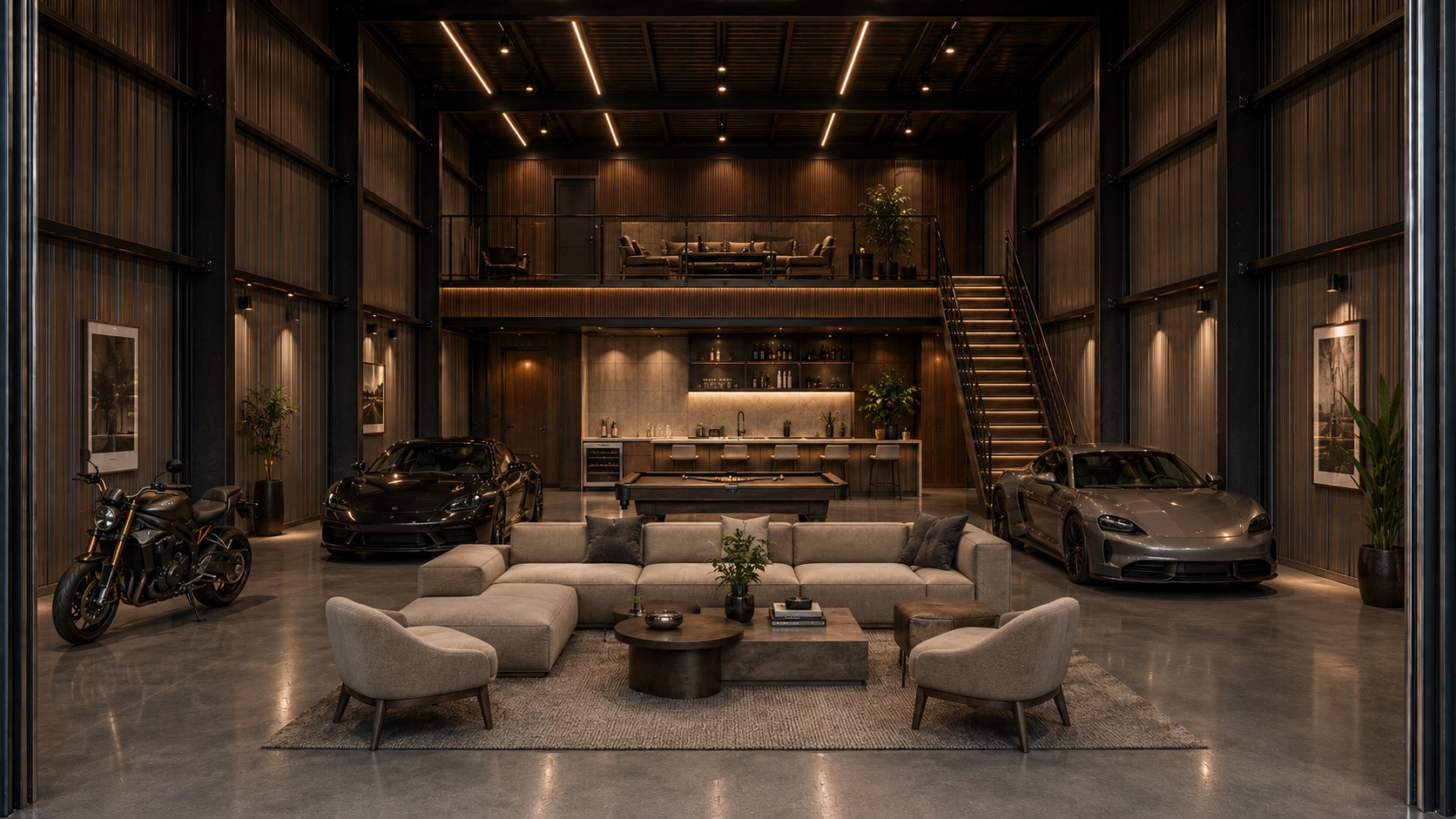 Social Garage, a conceptual 24 × 60 private luxury motor and marine suite